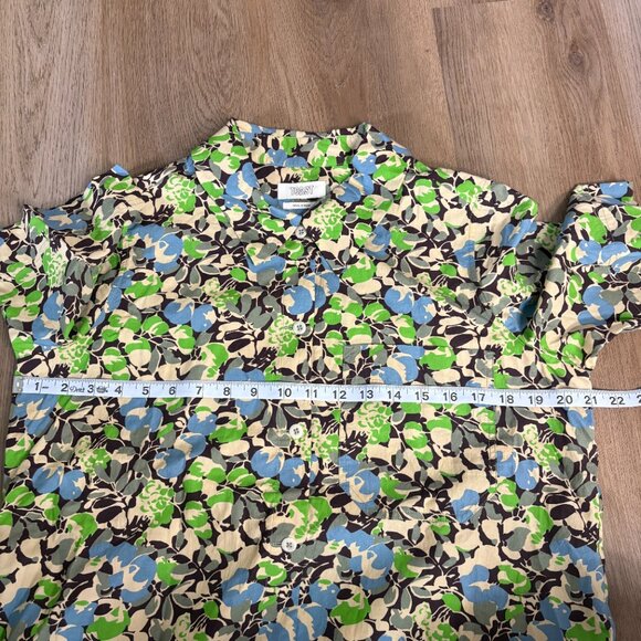 TOAST Hedgerow Print Poplin Shirt size UK 10 US 6 S acid green leaf button - Picture 9 of 11